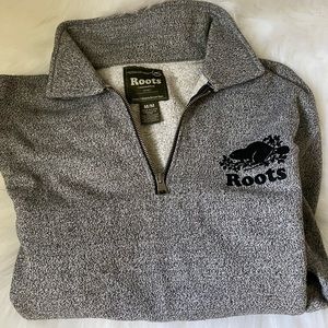 ROOTS - salt & pepper quarter zip sweater